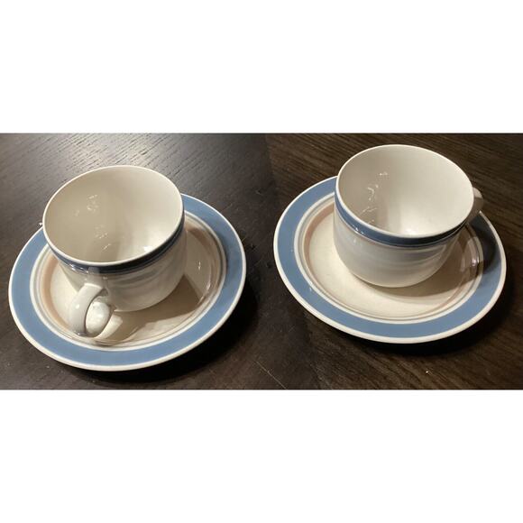 2~ Vintage International Stoneware Coffee Tea Mugs & Saucers ~ Japan - Picture 3 of 7